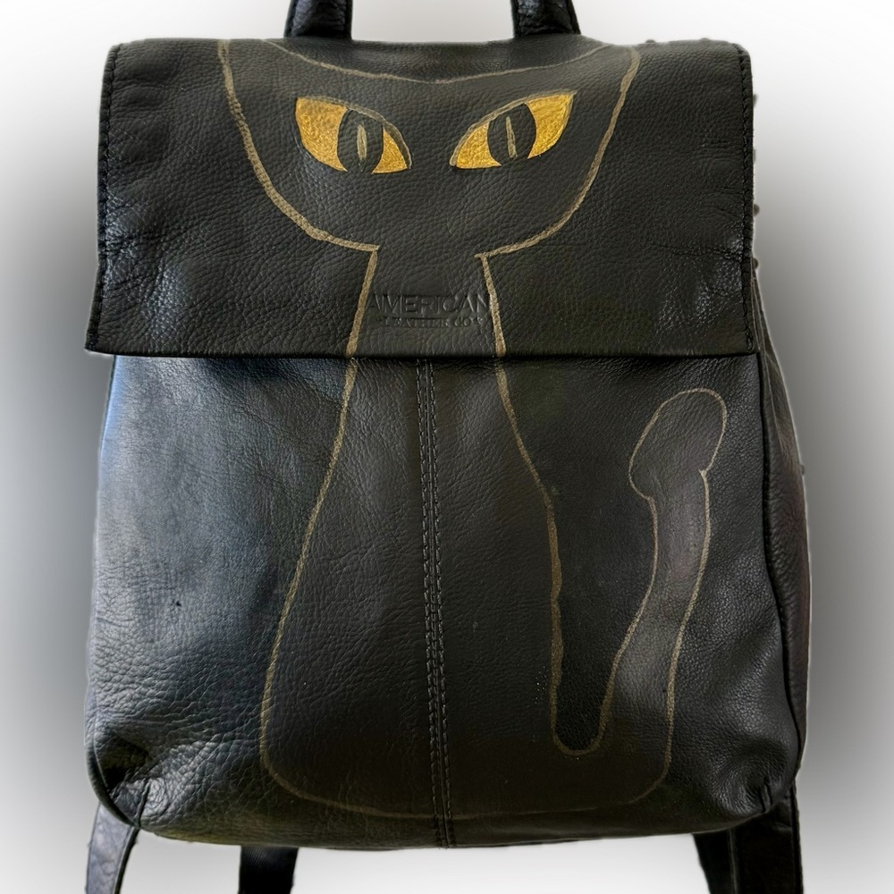 Black American Leather Co. Backpack with Atomic Cat Painting